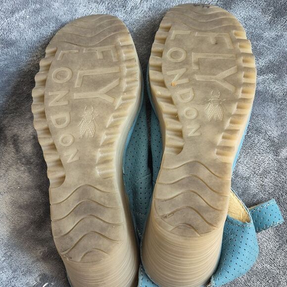 Fly London Women's Size 39 Teal Leather Wedge Shoe - Picture 7 of 9